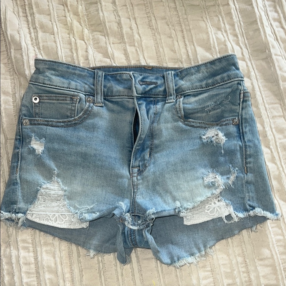 Distressed Blue Denim Shorts